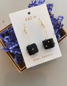 Earrings "Squares - hanging" black 